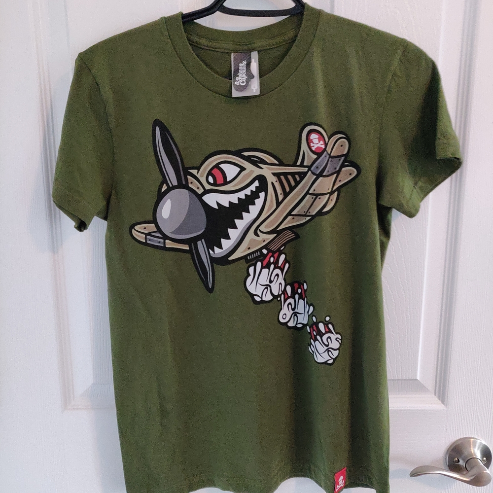 Johnny Cupcakes Green airplane Tee Short Sleeve